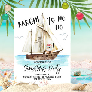 Invitación Yo Ho Ho Santa Pirata Navidad