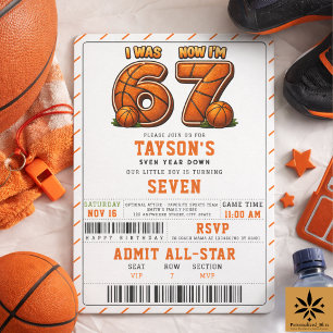 Invitación Yo tenía 6 años, ahora tengo 7 Baloncesto Cumpleañ