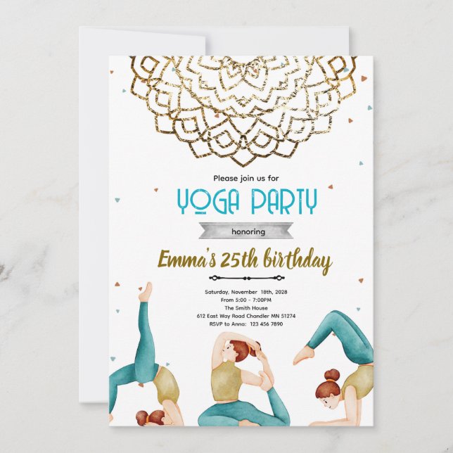 Invitación Yoga adult birthday party invitation (Anverso)