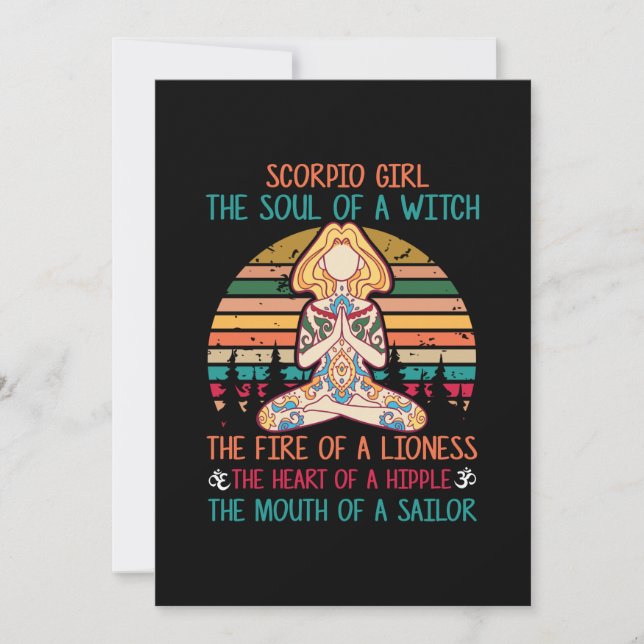 Invitación Yoga Lover | Chica de Yoga Scorpio (Anverso)