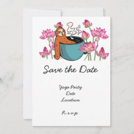 Invitación Yoga Sloth posando en Lotus Fiesta