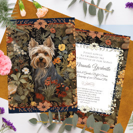 Invitación Yorkie o Silky Terrier William Morris Style