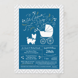 Invitación Yorkshire Terrier Dog Baby Shower Blue Boy