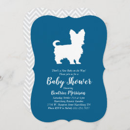 Invitación Yorkshire Terrier Dog Baby Shower Blue Boy