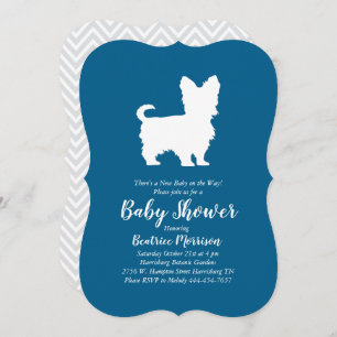 Invitación Yorkshire Terrier Dog Baby Shower Blue Boy