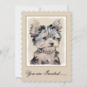 Invitación Yorkshire Terrier Puppy Pintando Arte Original De 