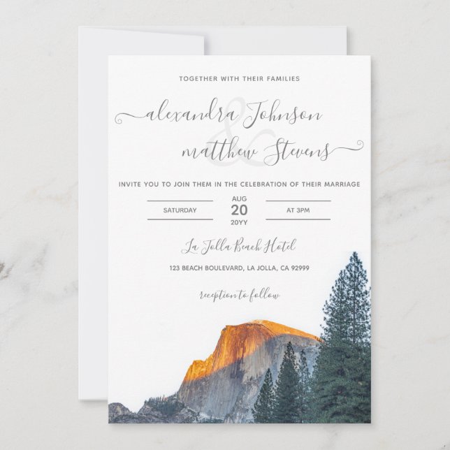 Invitación Yosemite Sunset Wedding (Anverso)