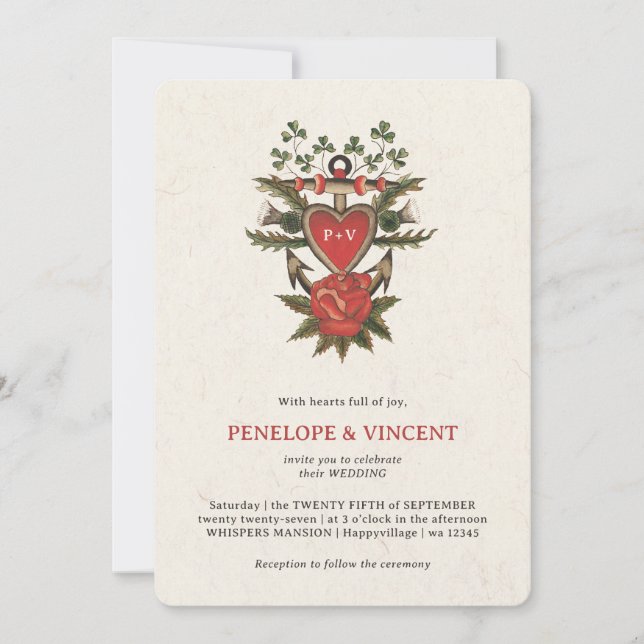 Invitación You Are My Anchor Wedding Invitation (Anverso)