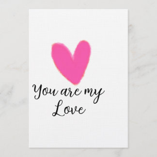Invitación you are my love pink red heart watercolor kidretro