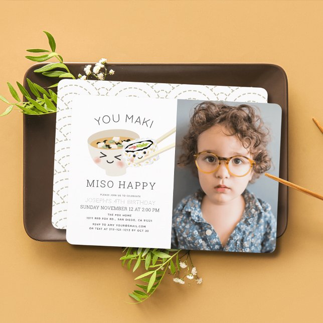 Invitación You Maki Miso Happy Soup Sushi Roll Photo Birthday (Subido por el creador)