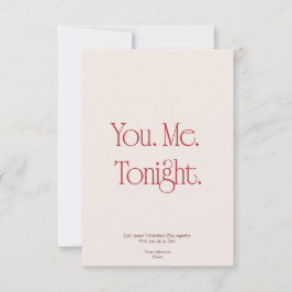 Invitación You. Me. Tonight. Valentine's Day Invitation Card