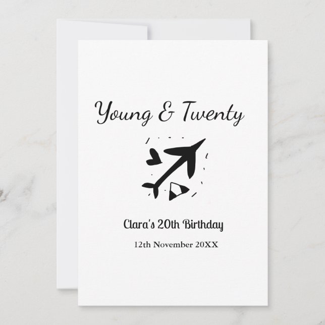 Invitación Young and twenty adventure happy birthday add name (Anverso)