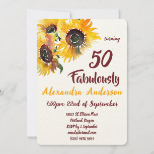 Invitación Young at Heart Sunflower Fabulous 50