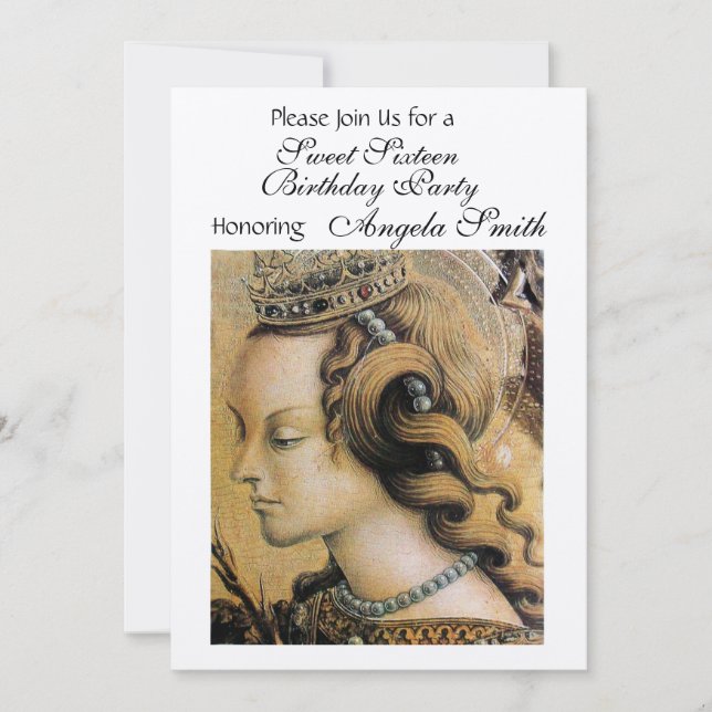 Invitación YOUNG PRINCESS SWEET 16 FIESTA Champagne Blanco (Anverso)