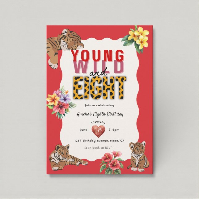 Invitación Young Wild and Eight Tiger Jungle Birthday  (Subido por el creador)