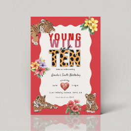 Invitación Young Wild and Ten Tiger Jungle Birthday