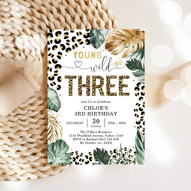 Invitación Young Wild and Three Leopard Boy 3rd Birthday (Subido por el creador)