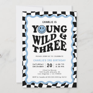 Invitación Young Wild & Three Cumpleaños 3 de Blue Face Boy