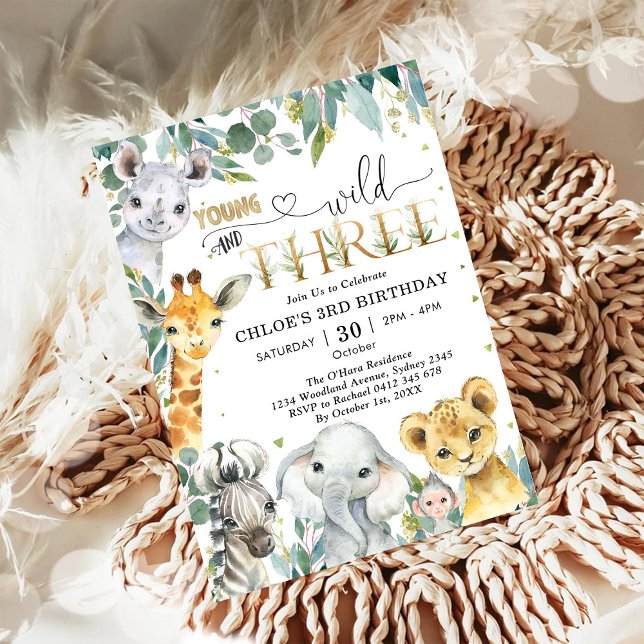 Invitación Young Wild & Three Party Animals Boy 3rd Birthday (Subido por el creador)