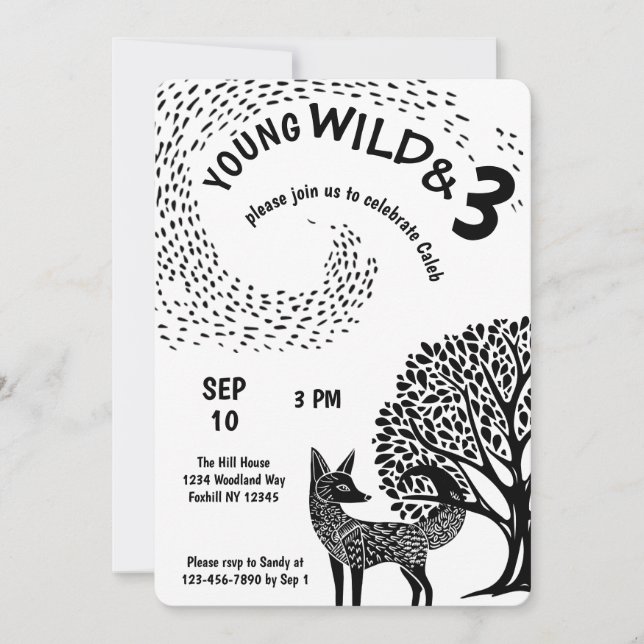 Invitación Young Wild y Three Woodland Fox (Anverso)