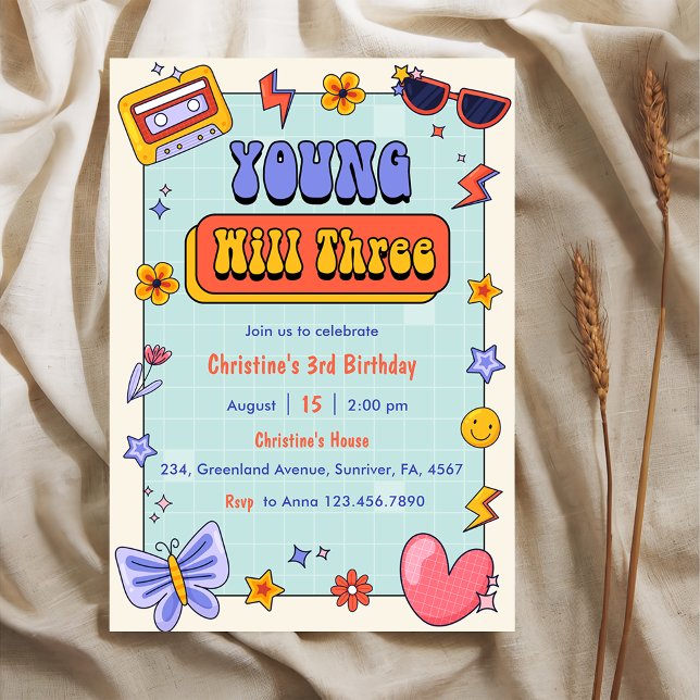 Invitación Young Will Three Groovy Hippie 3er Fiesta de cumpl (Subido por el creador)