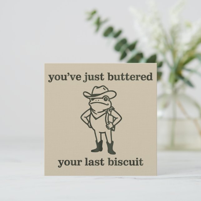 Invitación You've just Buttered Your Last Biscuit Cowboy Frog (Anverso de pie)