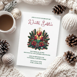 Invitación Yule Winter Solstice Poinsettia & Greenery Wicca
