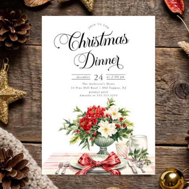Invitación Yuletide Elegance Navidades Cena (Subido por el creador)