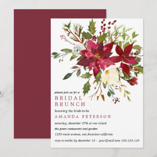 Invitación Yuletide PoinsettiaBouquet Boda Bridal Brunch