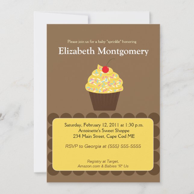 Invitación Yummy Cupcake Baby Shower Sprinkle 5x7 (Anverso)