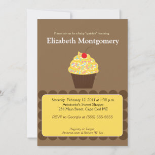 Invitación Yummy Cupcake Baby Shower Sprinkle 5x7
