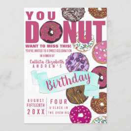 Invitación Yummy Cute Rosa Donuts Verde azulados acuarela Cum