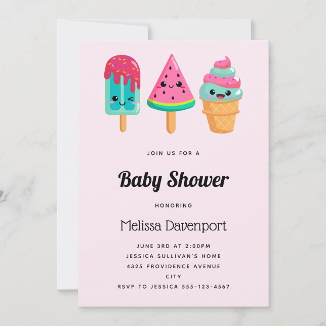 Invitación Yummy Ice Cream Triam Summer Vibe Baby Shower (Anverso)