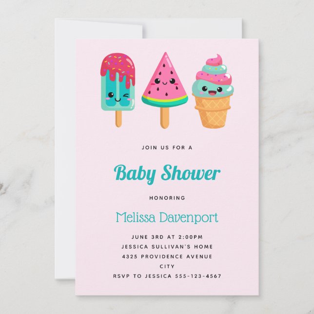 Invitación Yummy Ice Cream Triam Summer Vibe Baby Shower (Anverso)