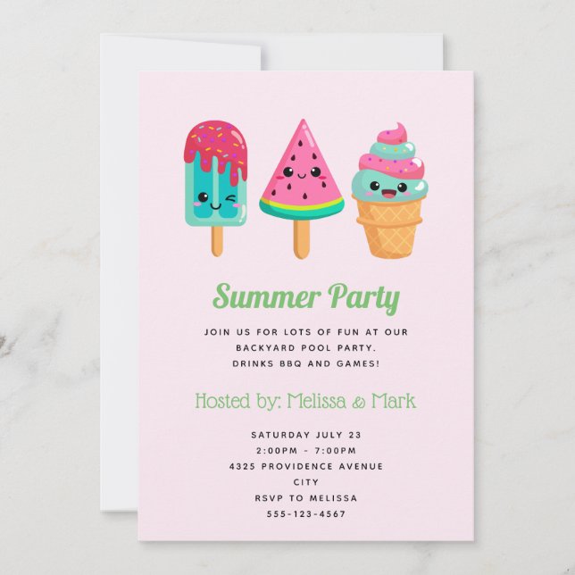 Invitación Yummy Ice Cream Triam Summer Vibe Fiesta (Anverso)
