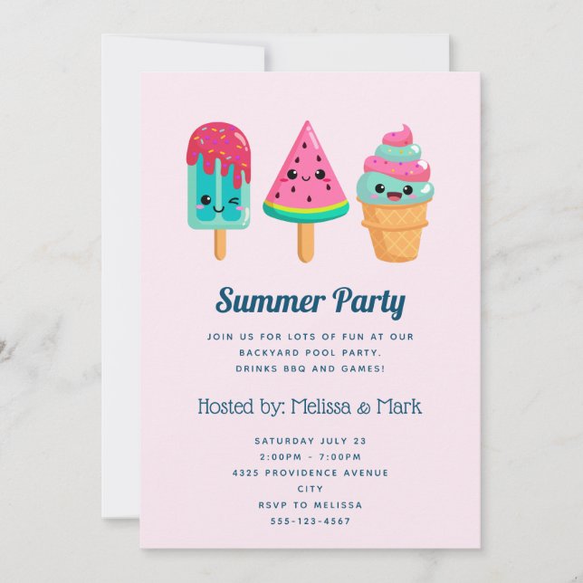 Invitación Yummy Ice Cream Triam Summer Vibe Fiesta (Anverso)