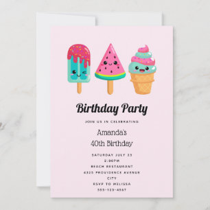Invitación Yummy Ice Cream Triam Vibe de verano Cumpleaños