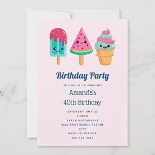 Invitación Yummy Ice Cream Triam Vibe de verano Cumpleaños