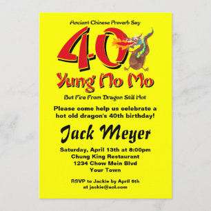 Invitación Yung No Mo 40 cumpleaños