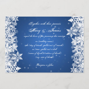Invitación Zafiro elegante del azul de los copos de nieve del