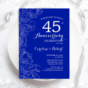 Invitación Zafiro Floral 45 Aniversario