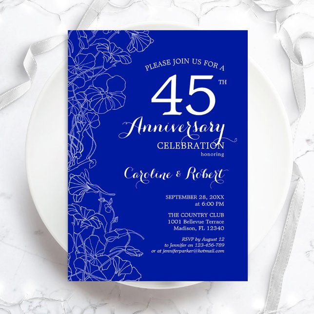 Invitación Zafiro Floral 45 Aniversario (Subido por el creador)