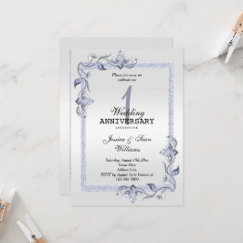 Invitación Zafiro Joya y Brillo y Platino Primeras Bodas