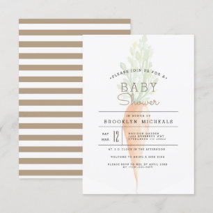 Invitación Zanahoria orgánica   Veggie   Baby Shower acuarela