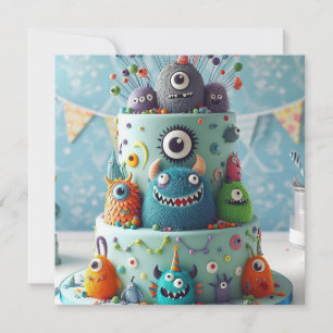 INVITACIÓN ZANY COMICAL KOOKY MONSTER CAKE CUMPLEAÑOS