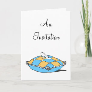 Invitación Zapatilla de Cenicienta Almohada Naranja Azul Turq