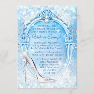 Invitación Zapatilla de cristal de Cenicienta Cumpleaños de c