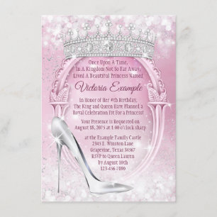 Invitación Zapatilla de cristal de la princesa Tiara Cinderel