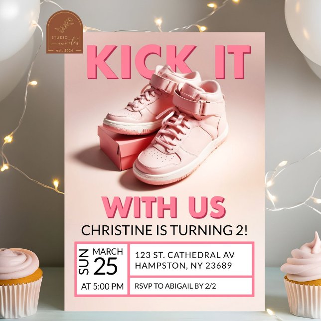 Invitación Zapatilla Rosa Pastel Cumpleaños de Niña 2 Años (Subido por el creador)