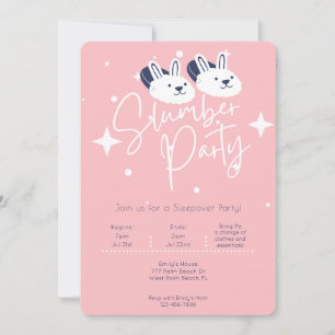 Invitación Zapatillas de conejito modernas rosadas para pijam